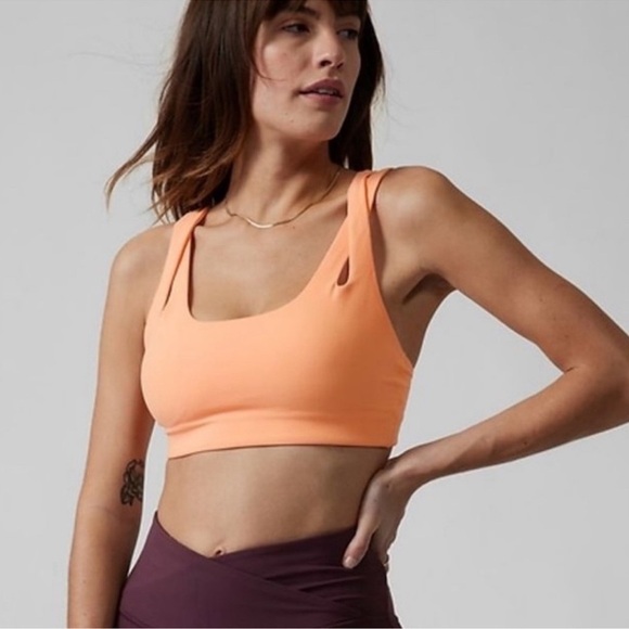 Athleta Asana Sports Bra Sz XL Cup A-C Peach Orange Retail $59 Sold Out NWT - Picture 1 of 7